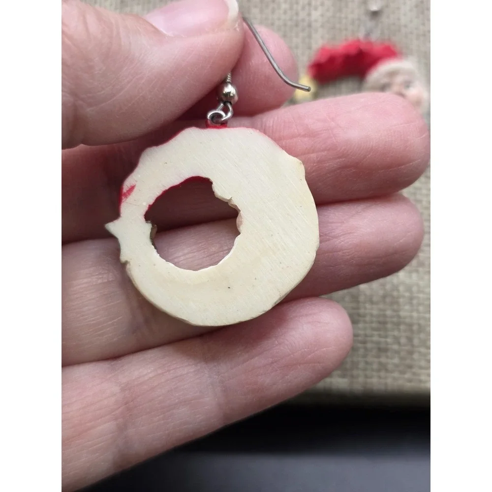 Santa Claus Moon Shaped Dangle Drop Pierced Earrings